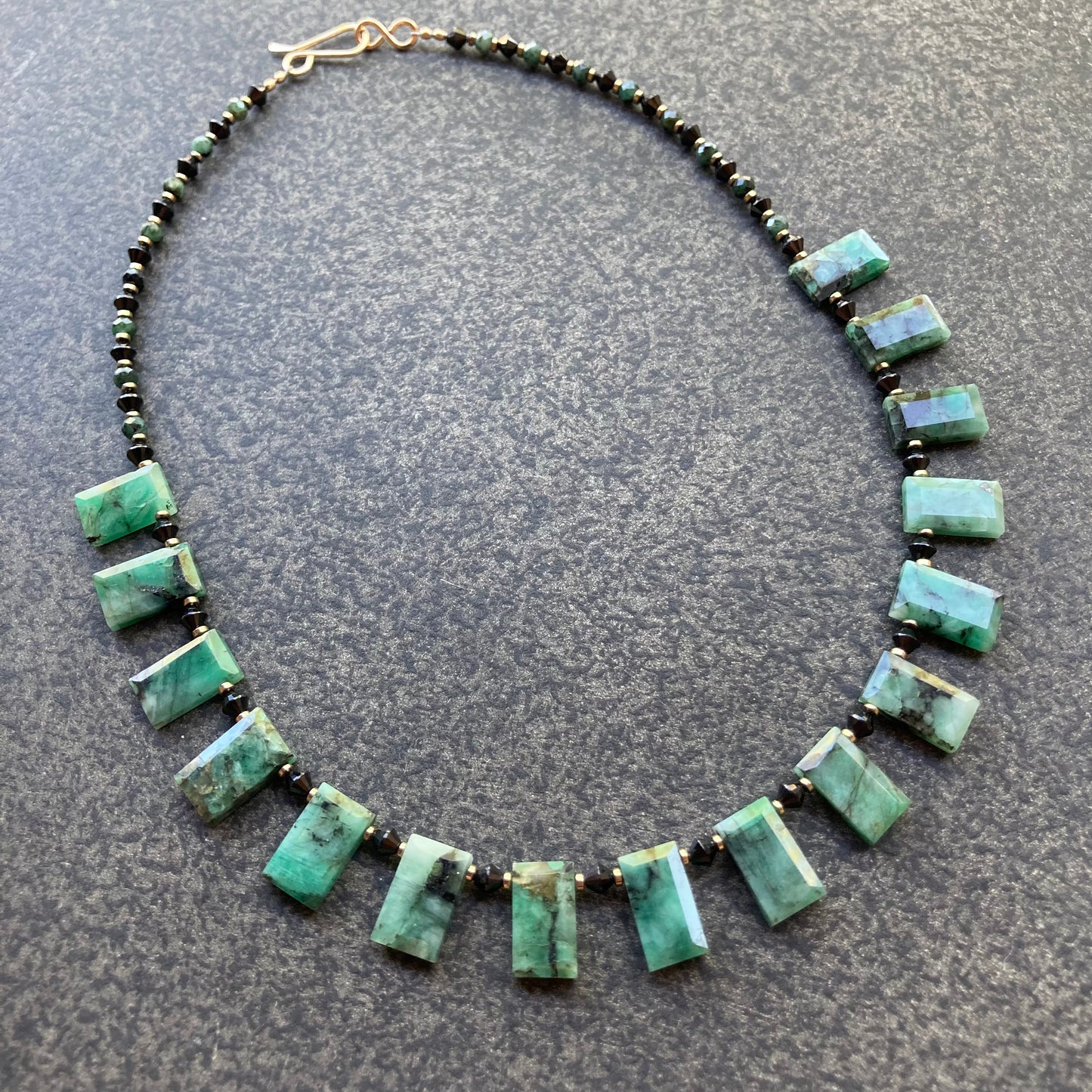 Natural Emerald, Black Spinel & Pyrite Collar