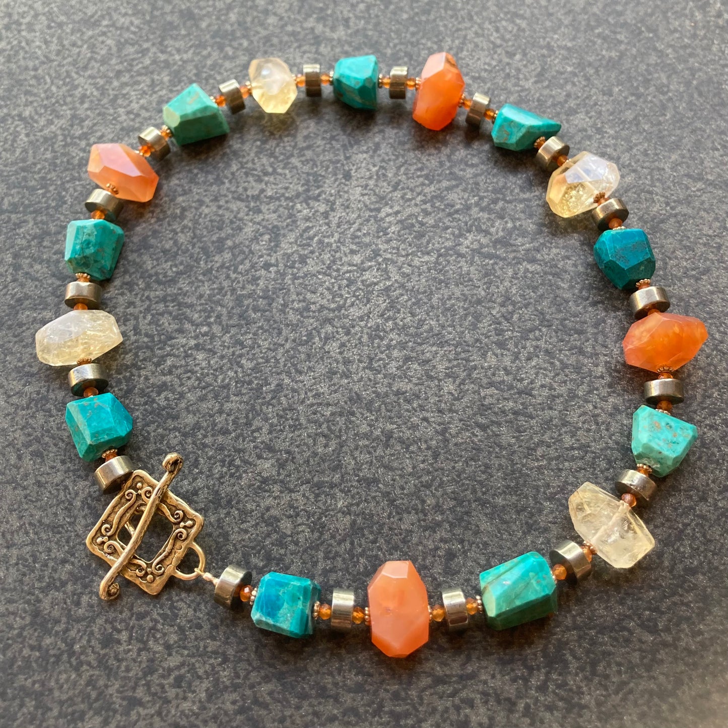 Chrysocolla, Carnelian, Citrine & Pyrite Collar