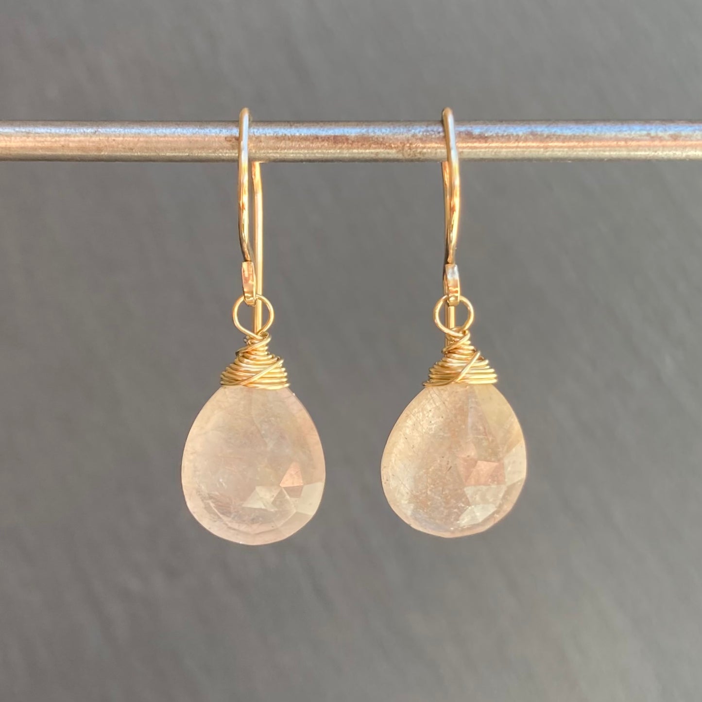 Copper Rutilated Quartz & Gold Earrings