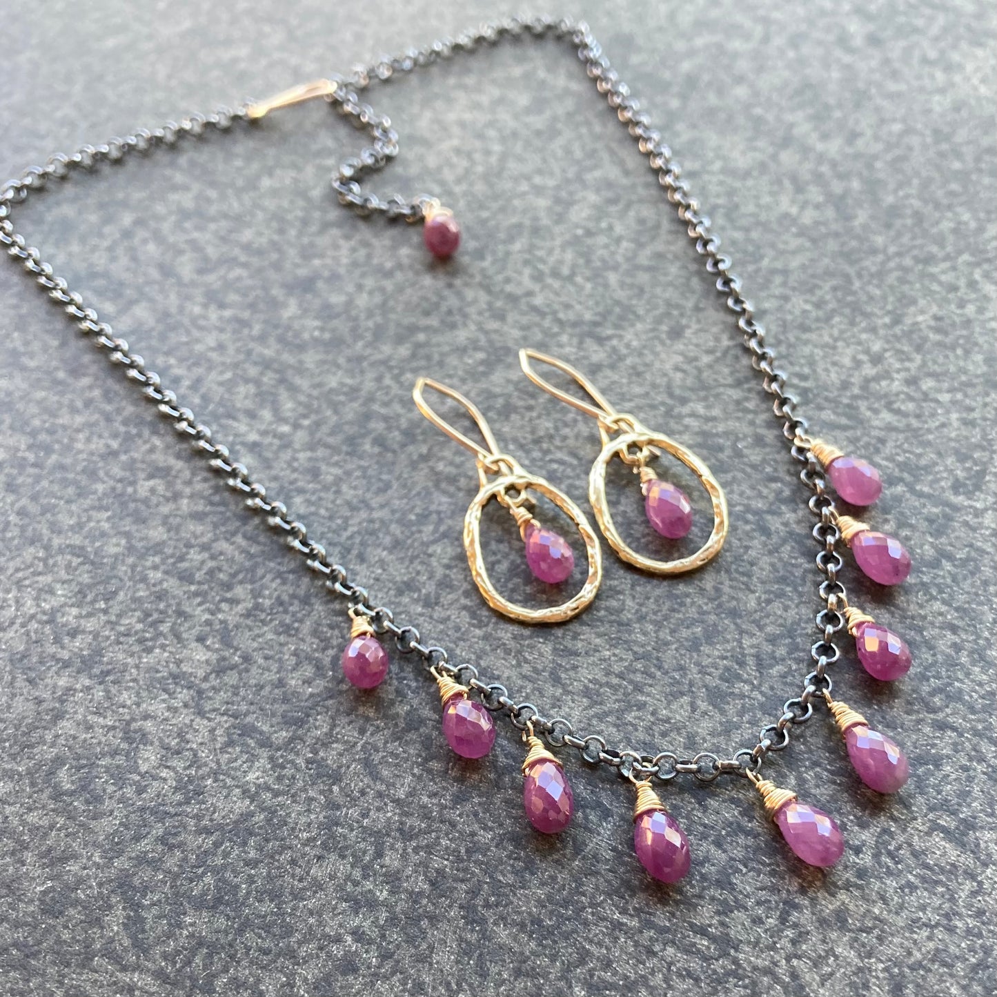 Ruby, Gold & Bronze Oval Hoops