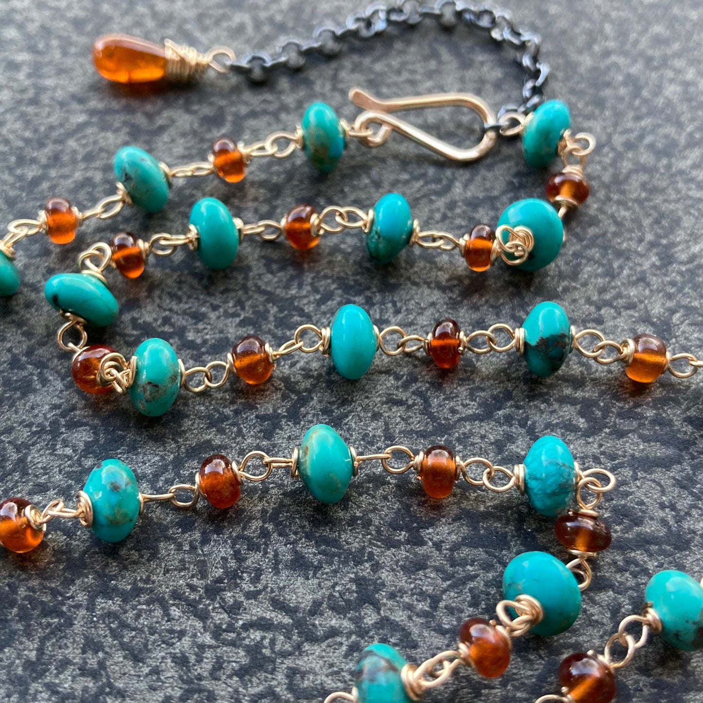 Tibet Turquoise, Hessonite & Gold Necklace