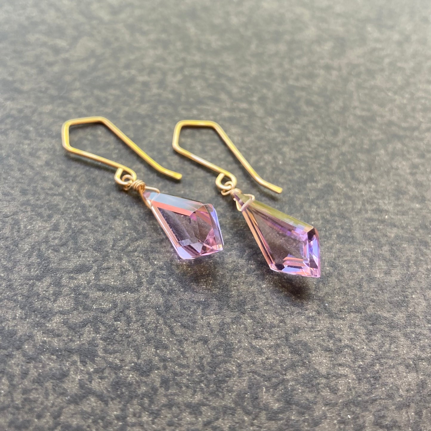 Ametrine & Gold Kite Earrings