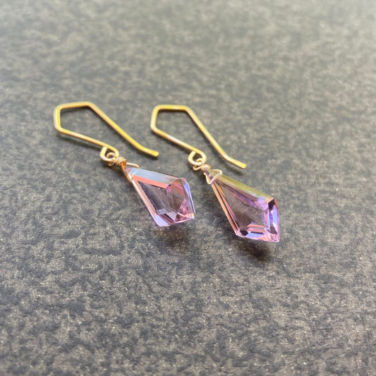 Ametrine & Gold Kite Earrings