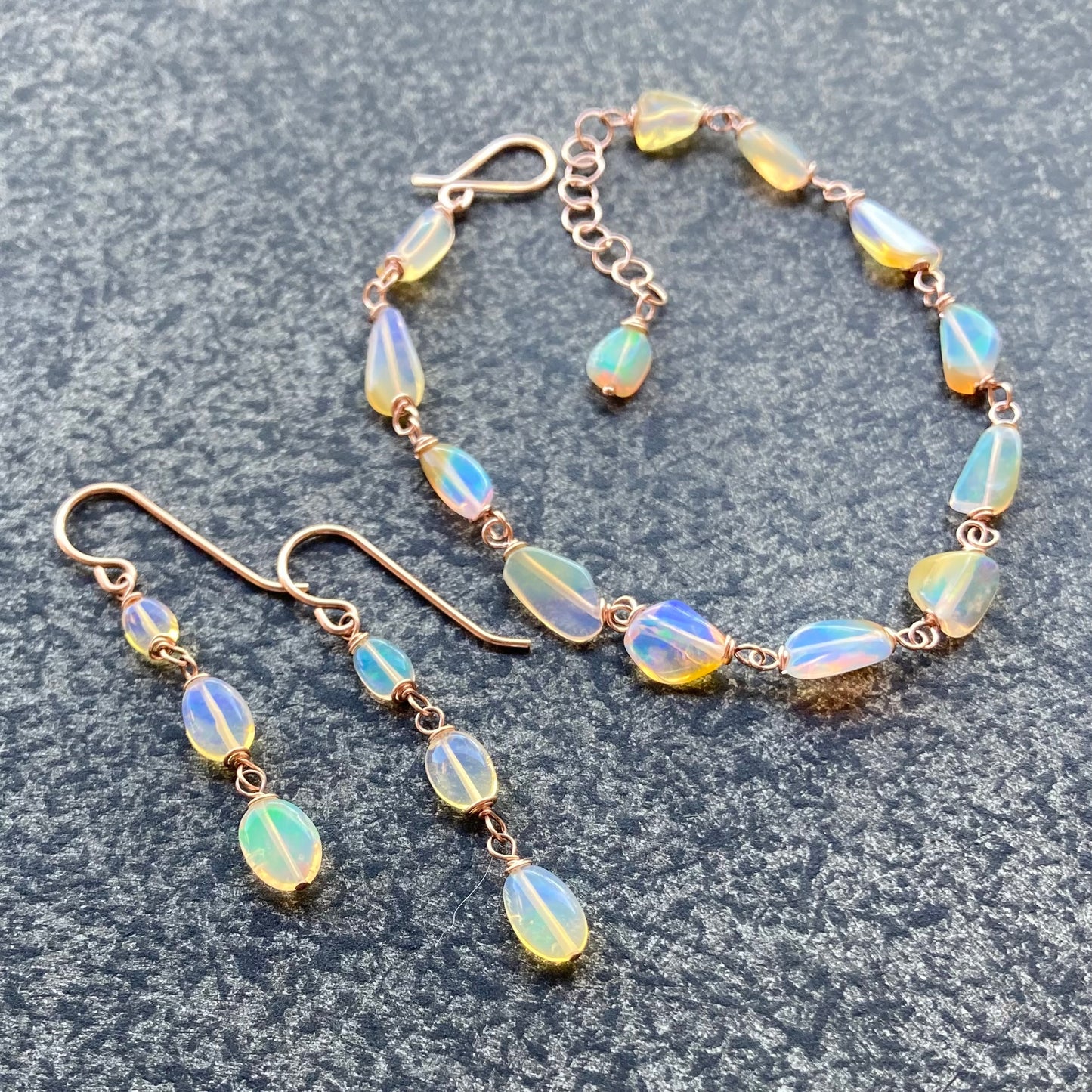 Ethiopian Opal & 14k Rose Gold Earrings