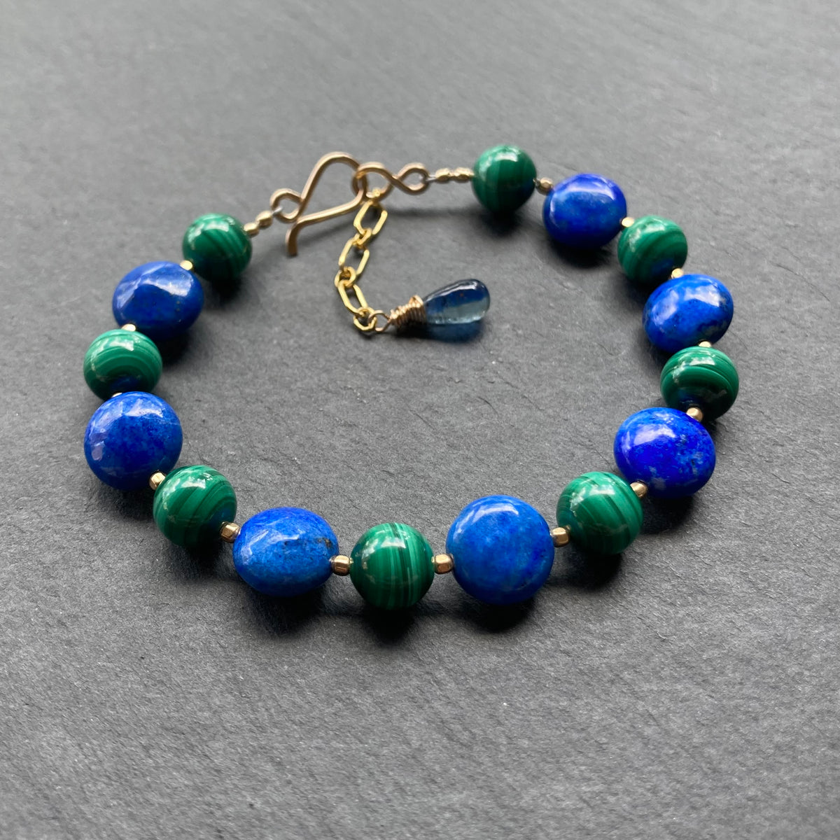 Lapis, Malachite & Gold Bracelet