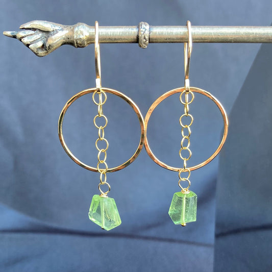 Peridot & Gold Hoop Earrings