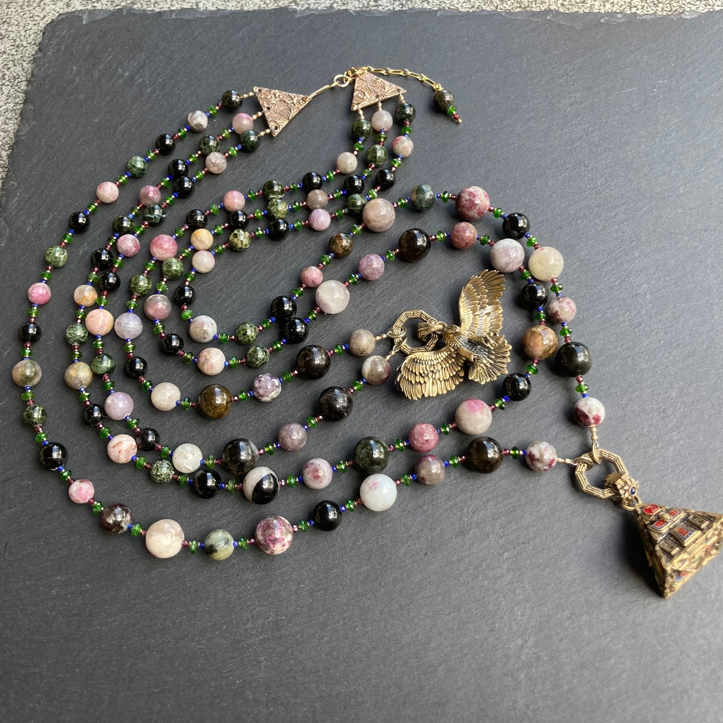 Custom Multi Gemstone 3-Strand Necklace