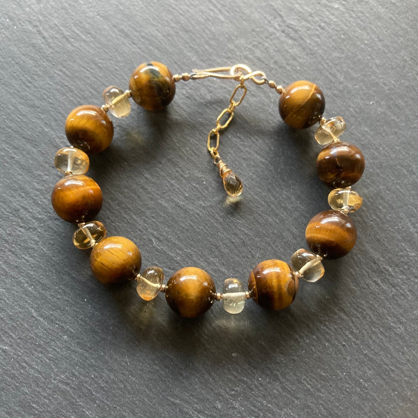 Tiger’s Eye, Citrine & Gold Bracelet