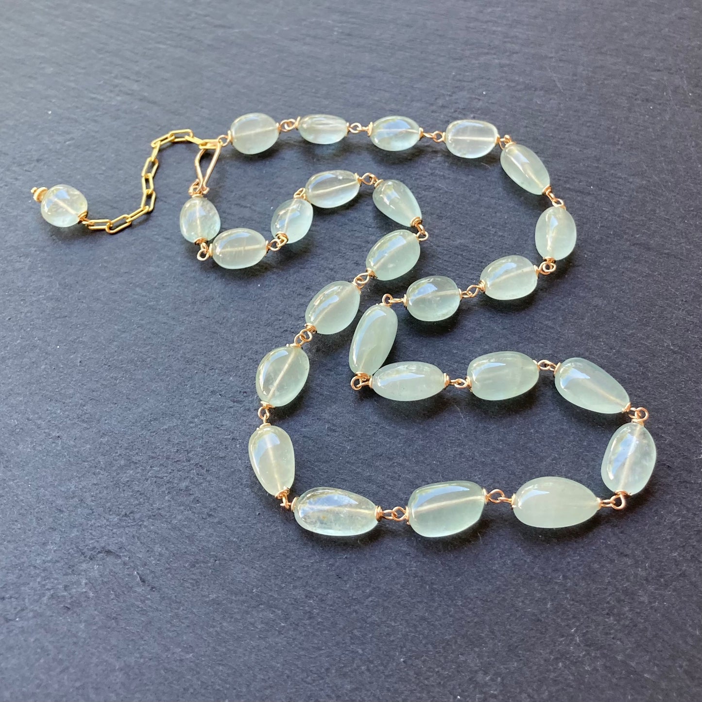 Moss Aquamarine & Gold Necklace