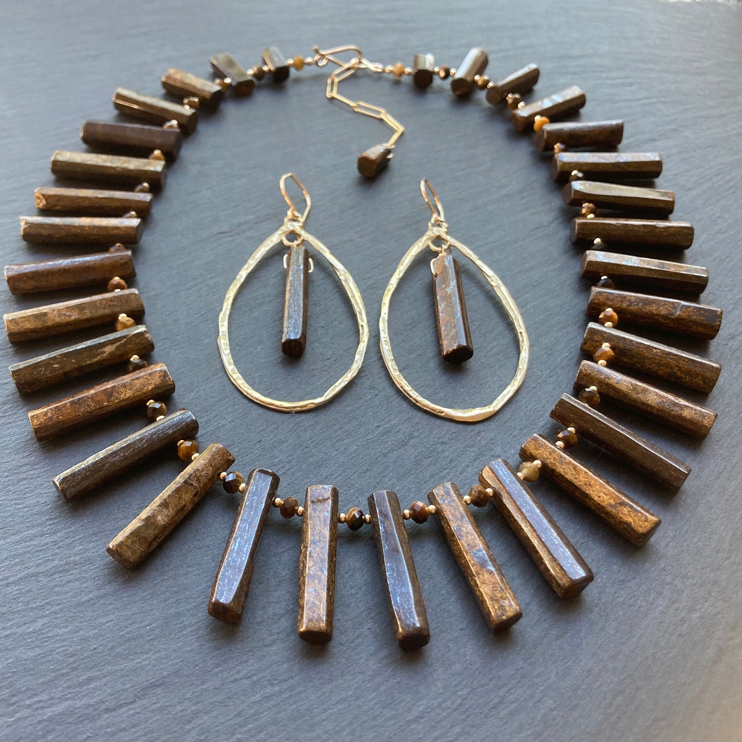 Bronzite & Gold Collar