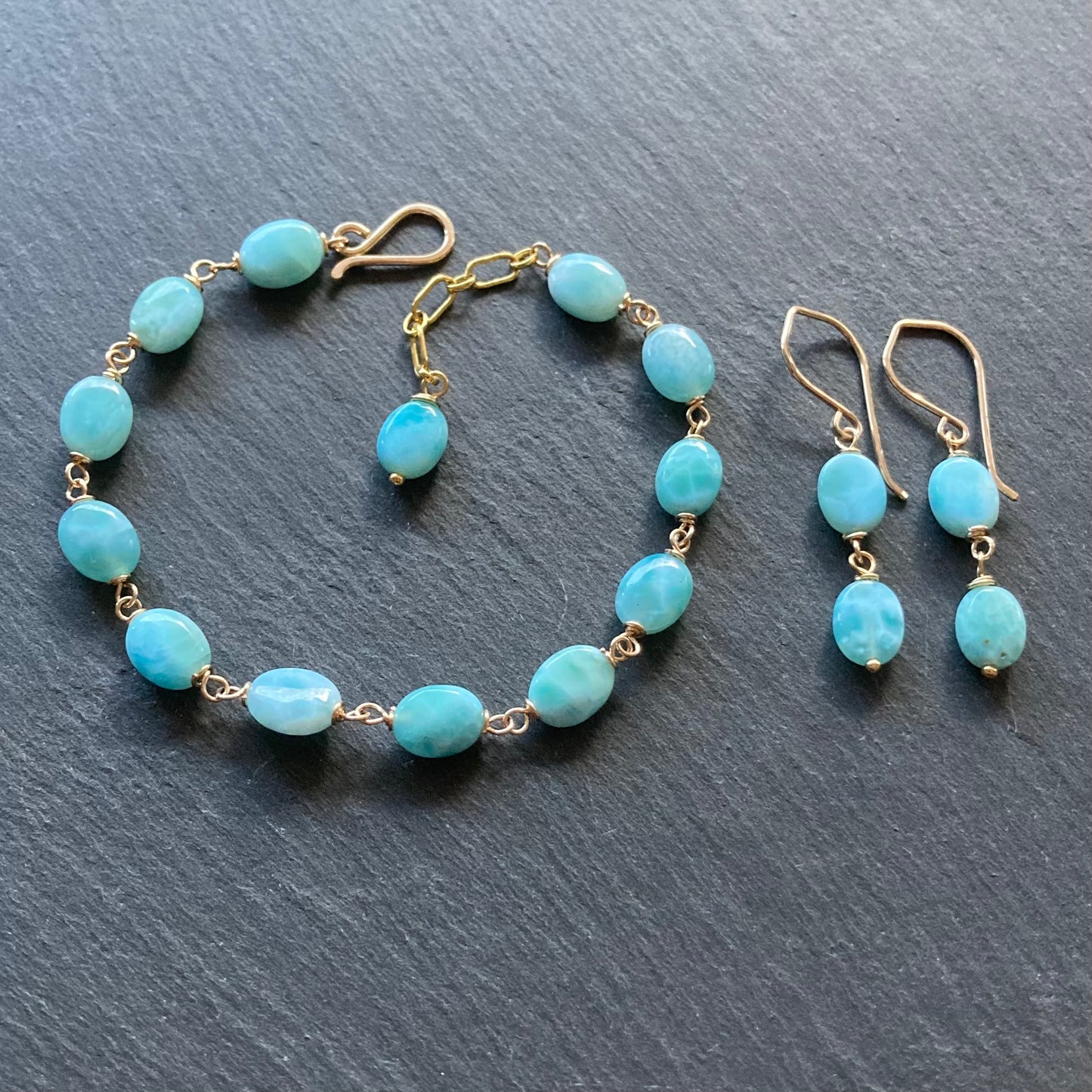 Larimar & Gold Earrings