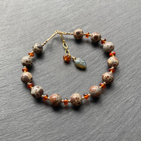 Asteroid Jasper, Hessonite Garnet & Gold Autumn Harvest Bracelet