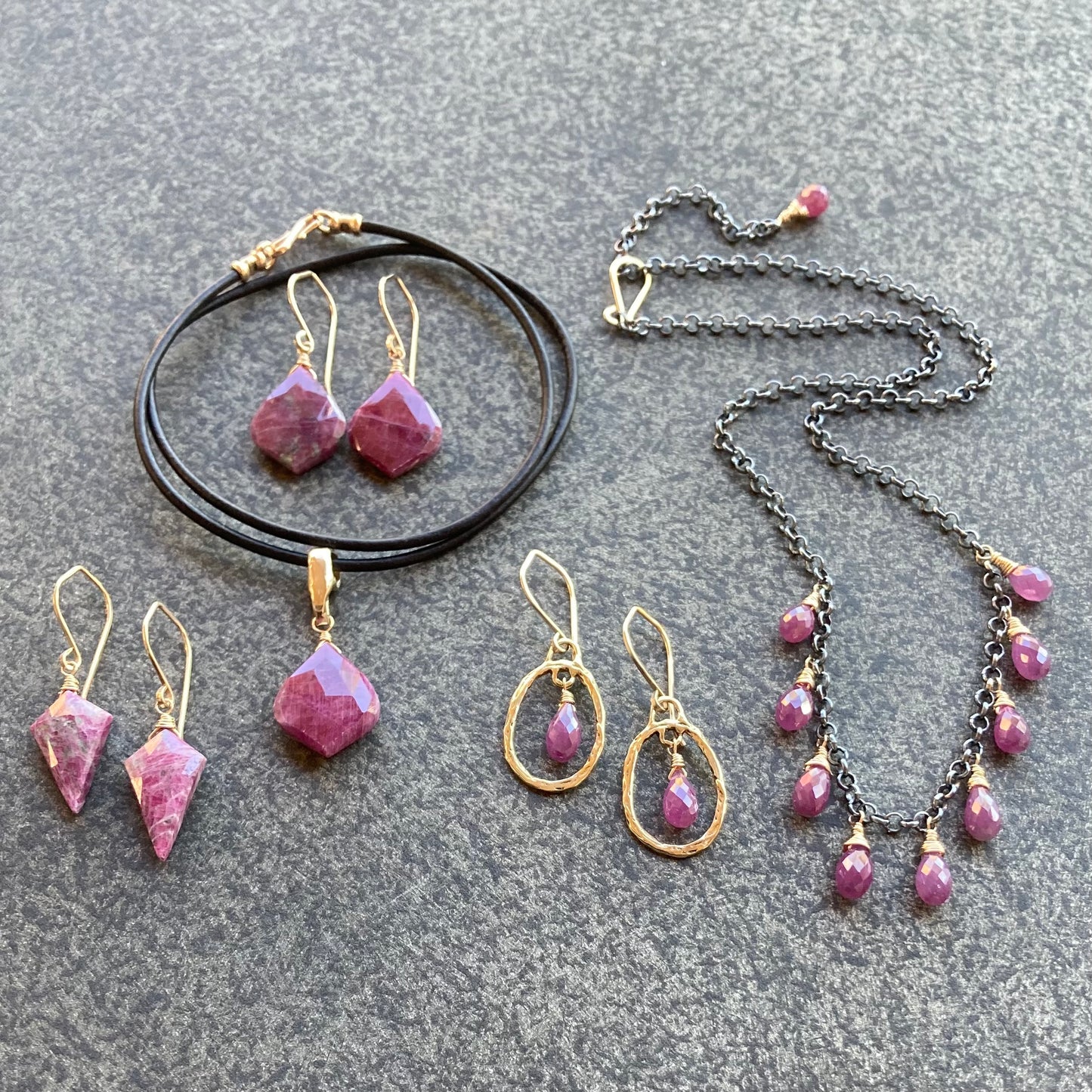 Ruby, Gold & Bronze Oval Hoops