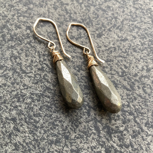 Pyrite & Gold Earrings