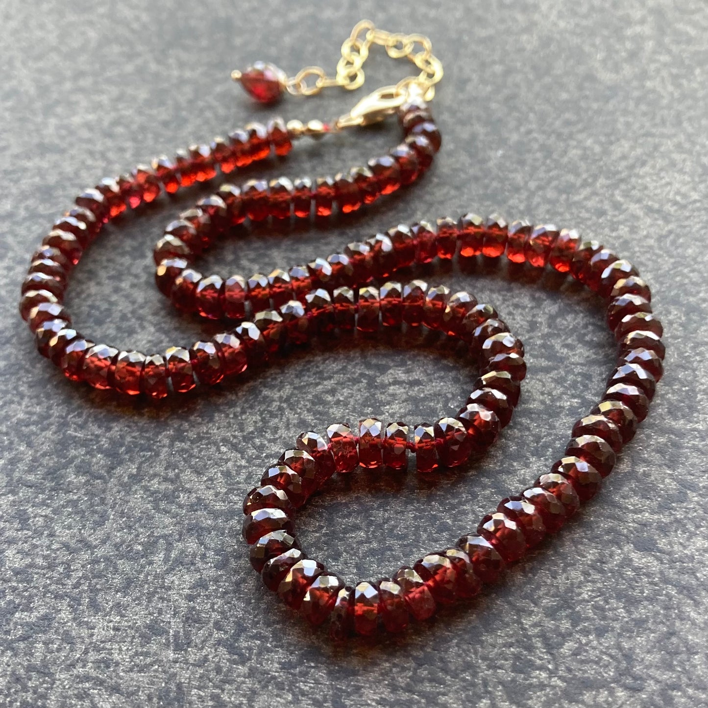 Mozambique Garnet Hand Knotted Silk Necklace