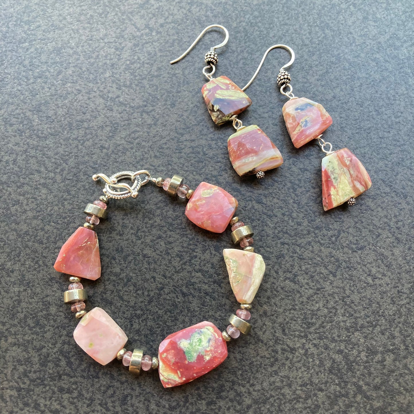 Peruvian Pink Opal & Sterling Silver Earrings
