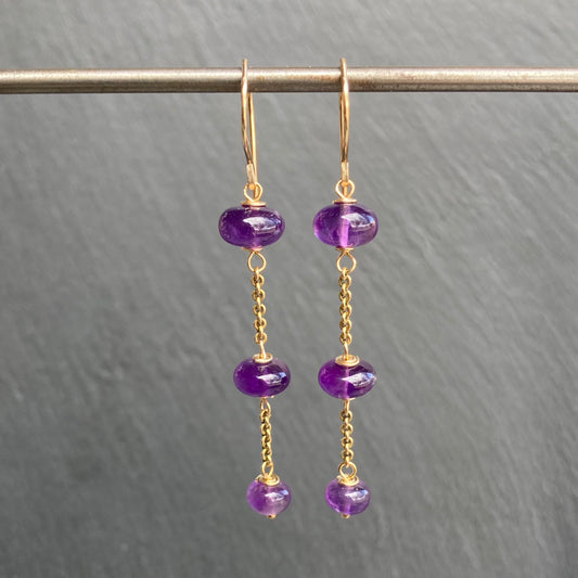 Amethyst & Gold Vintage Chain Earrings