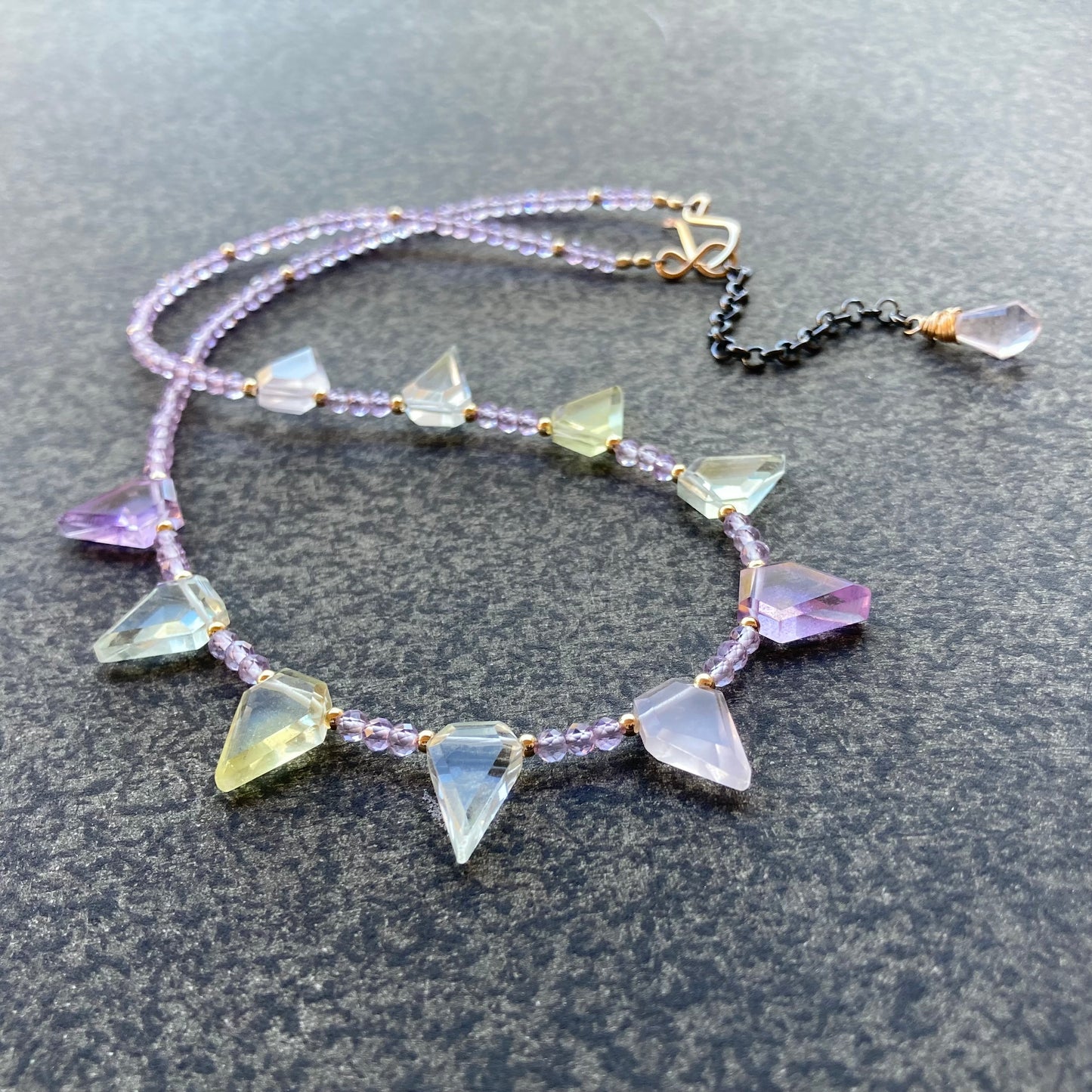 Pink Amethyst, Multi Gemstone & Mixed Metal Choker