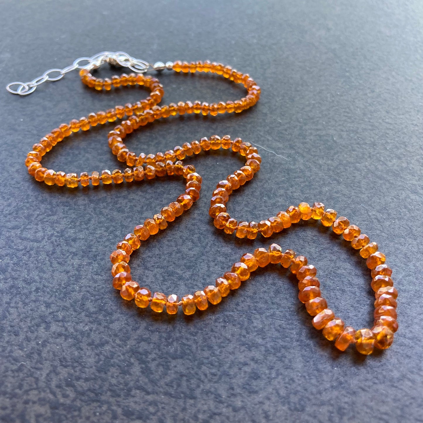 Orange Kyanite Hand Knotted Silk Necklace