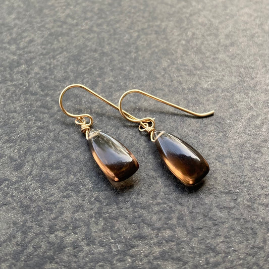 Smoky Quartz & 14k Gold Earrings