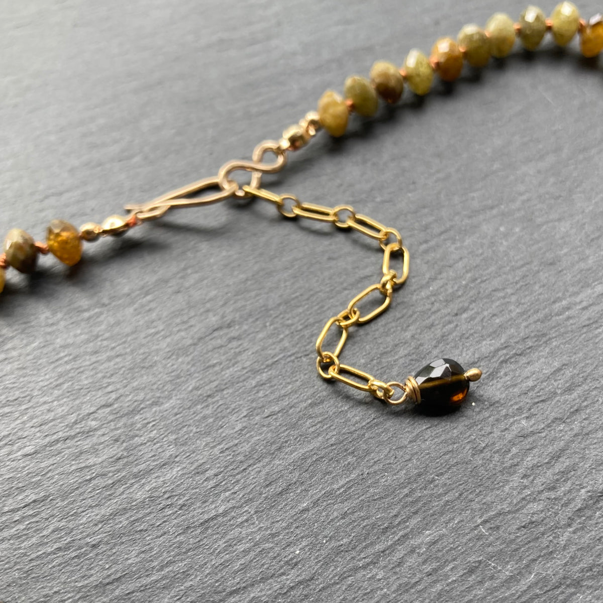 Grossularite Garnet Hand Knotted Silk Necklace