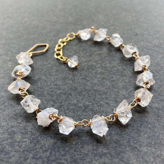 Raw Herkimer Diamond & Gold Bracelet