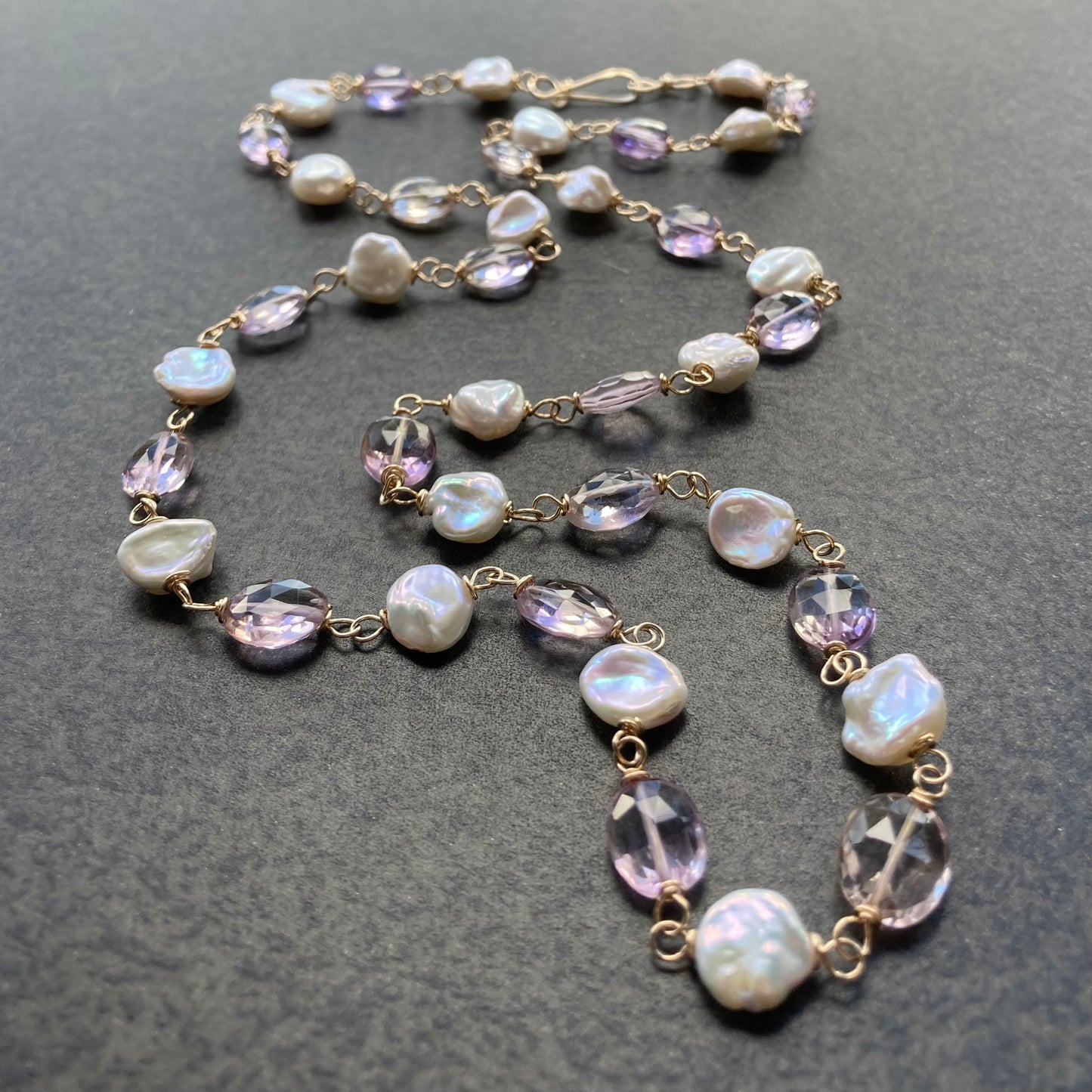 Ametrine, Keshi Pearl & 14k Gold Necklace