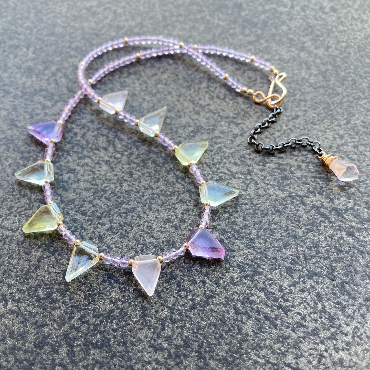 Pink Amethyst, Multi Gemstone & Mixed Metal Choker