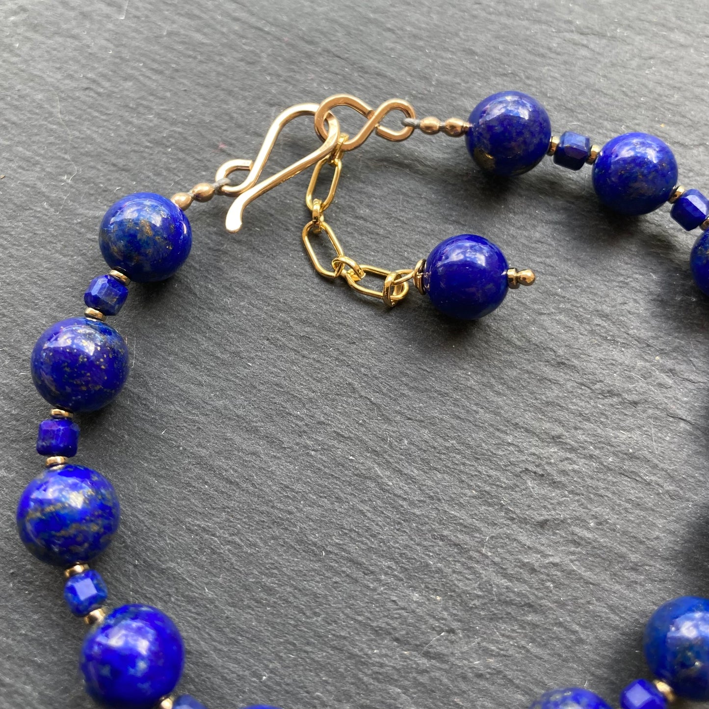 Lapis Lazuli, Pyrite & Gold Bracelet
