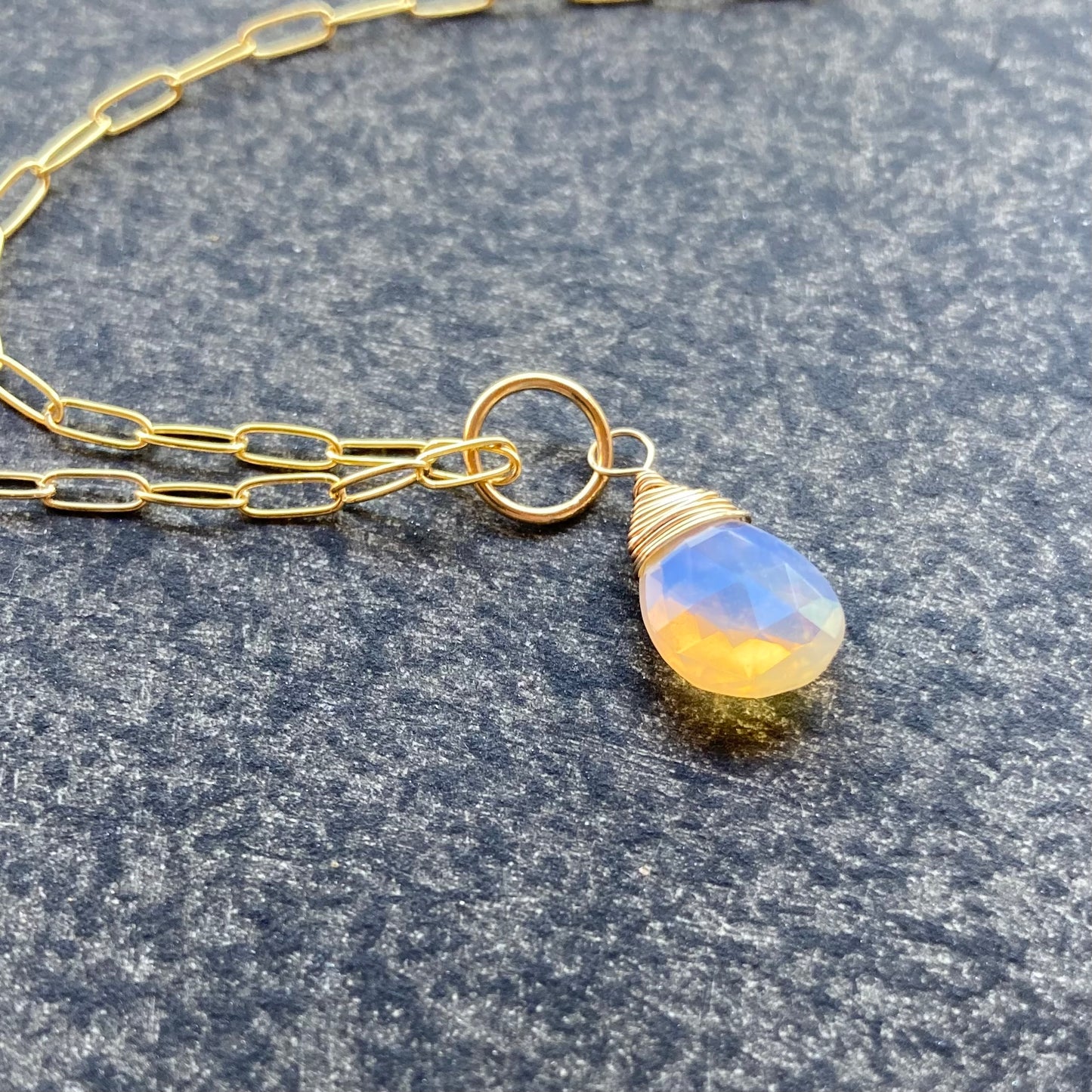 EthiopianOpal & Gold Pendant Necklace 18”