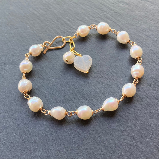 Freshwater Baroque Pearl & Gold Bracelet