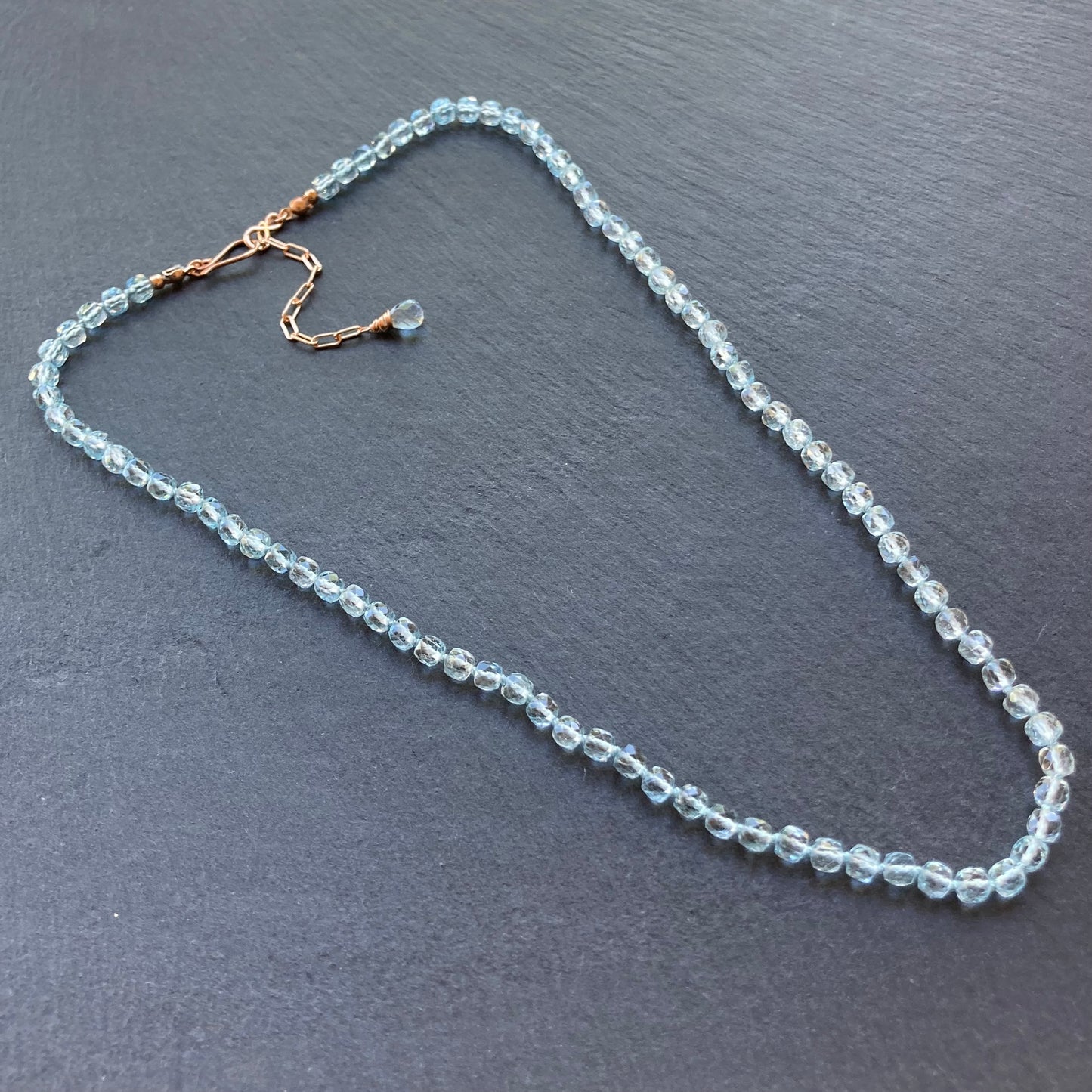 Blue Topaz Hand Knotted Silk Necklace
