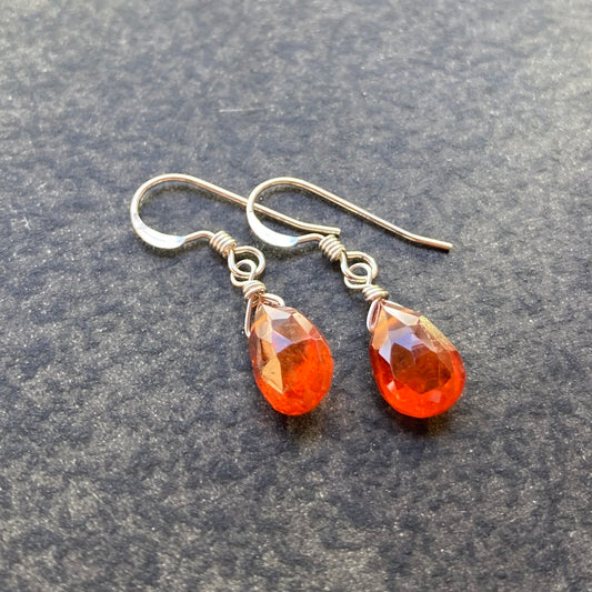 Hessonite & Sterling Silver Earring