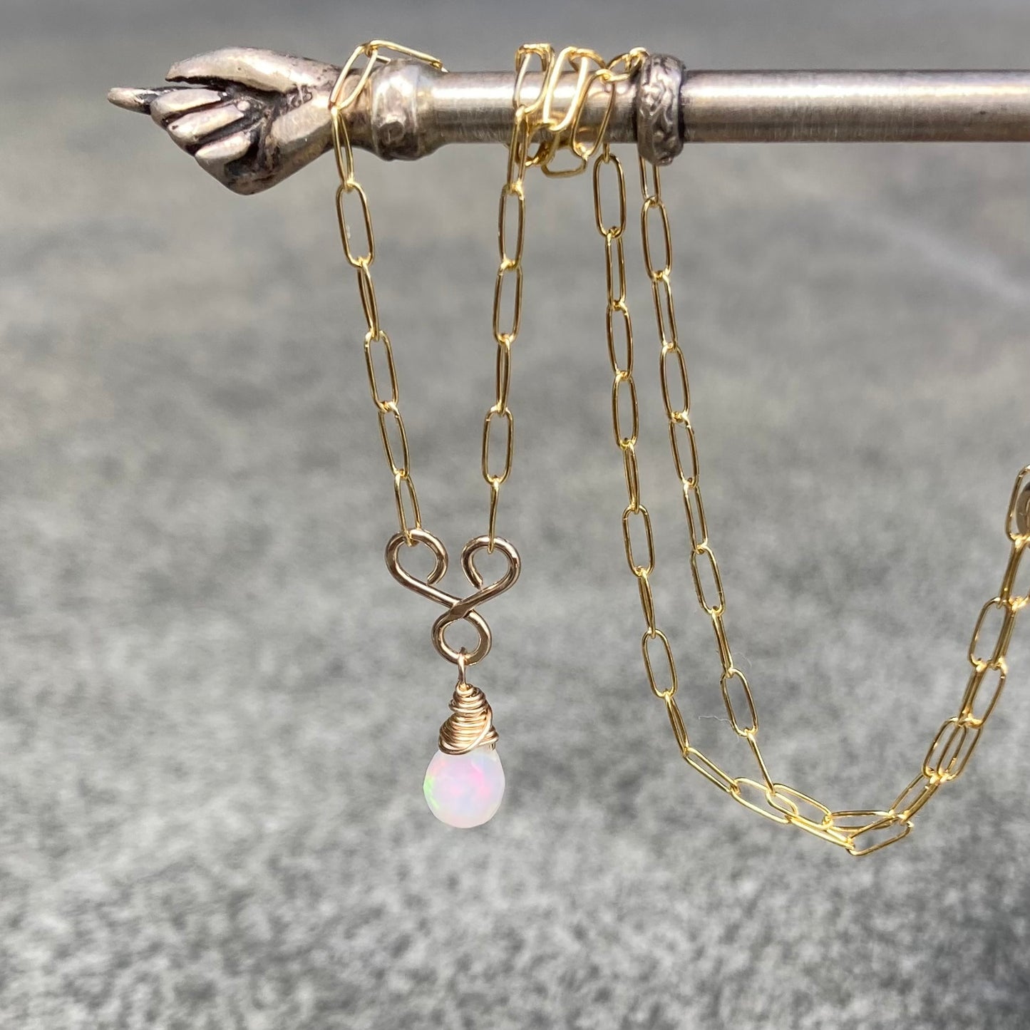 Ethiopian Opal & Gold Pendant Necklace