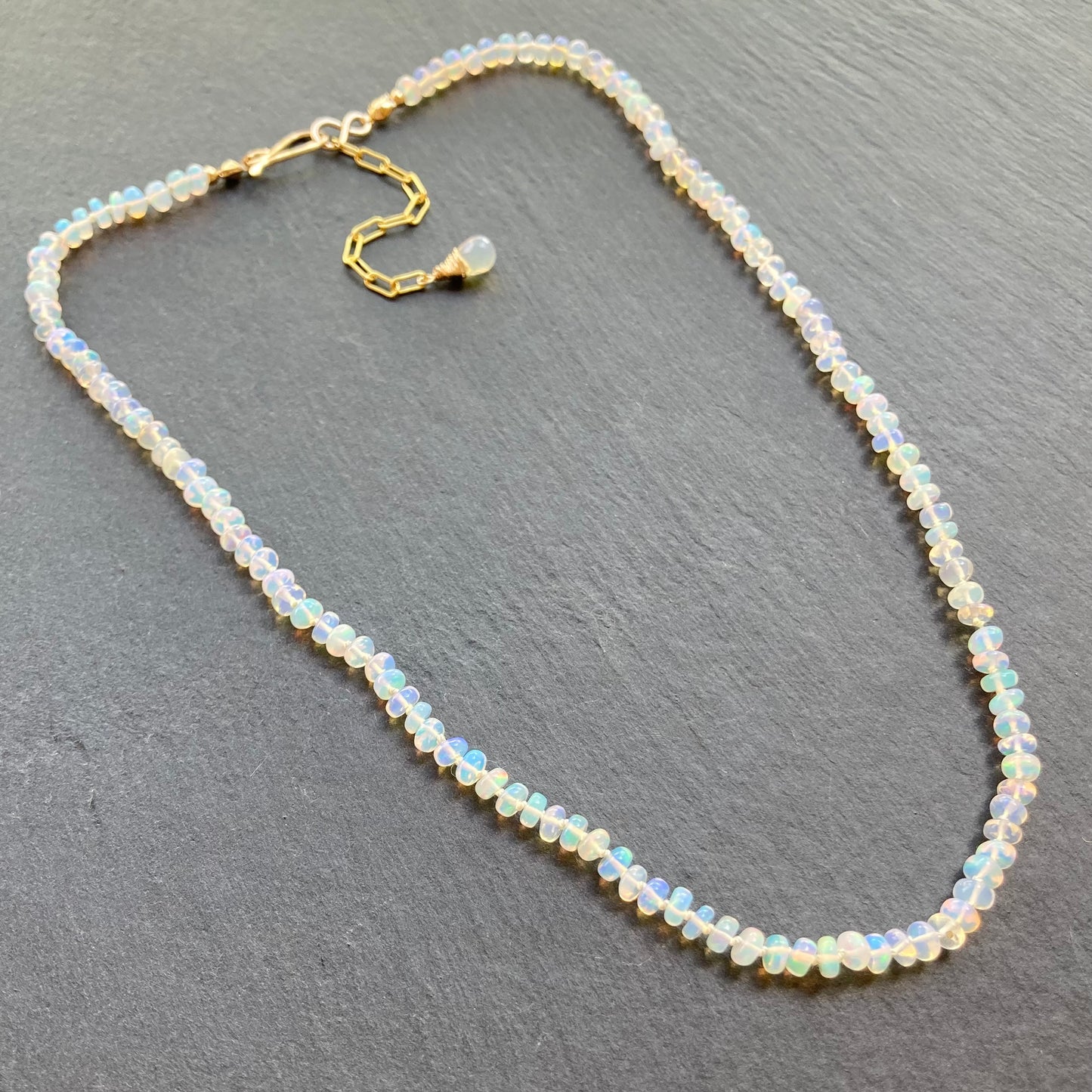 Ethiopian Opal Hand Knotted Silk Necklace