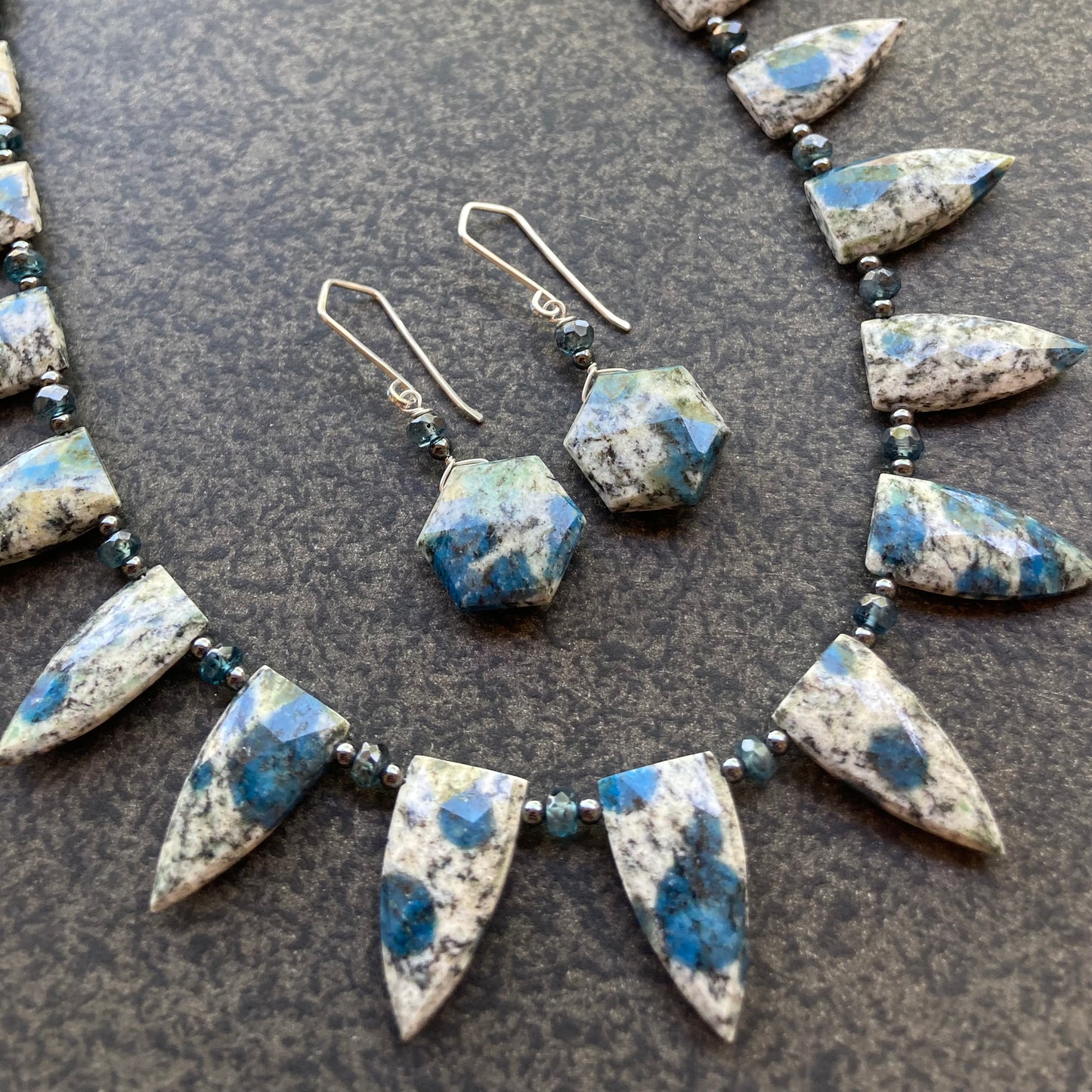 K2 Jasper, Moss Kyanite & Sterling Silver Earrings