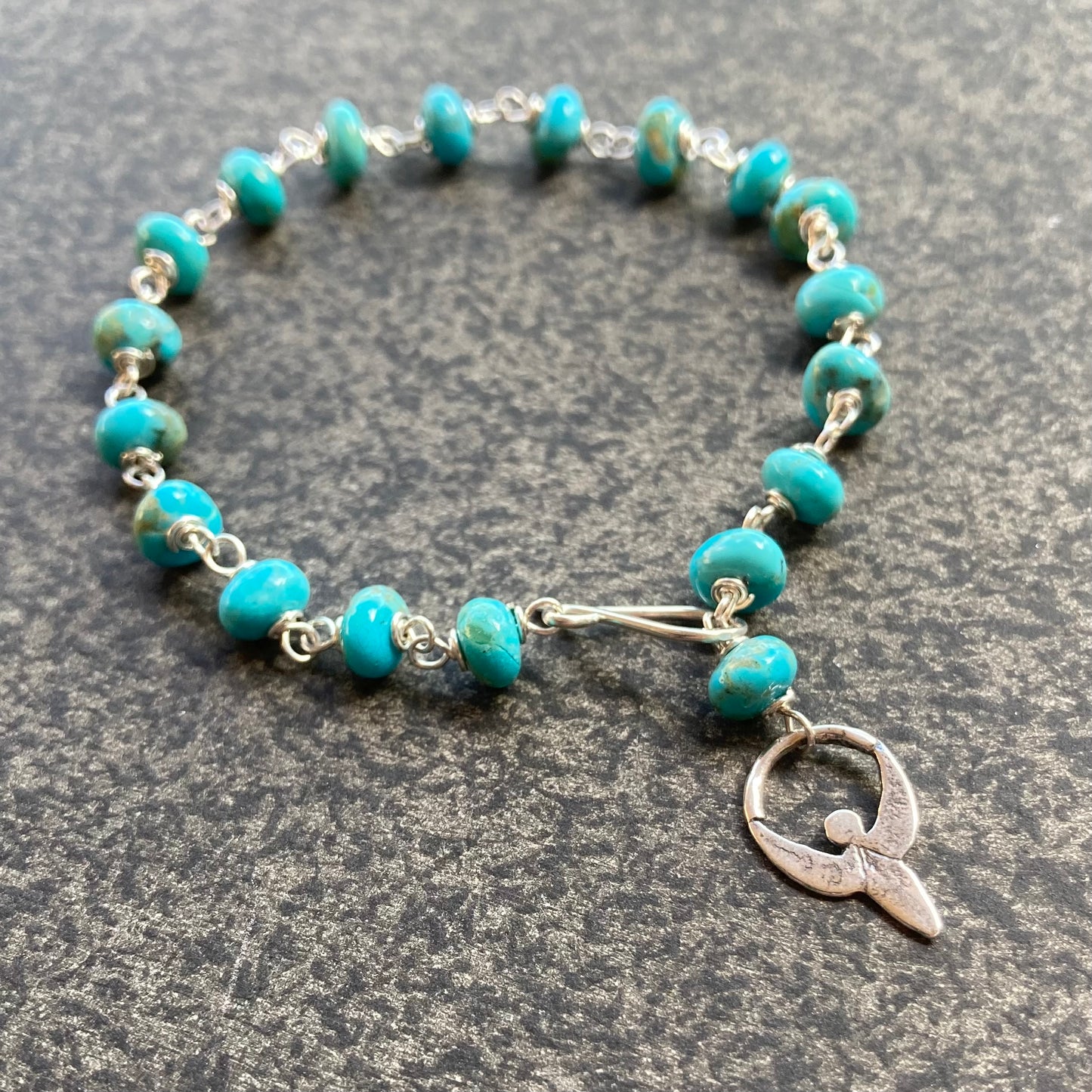 Kingman Turquoise & Sterling Silver Sacred Goddess Bracelet