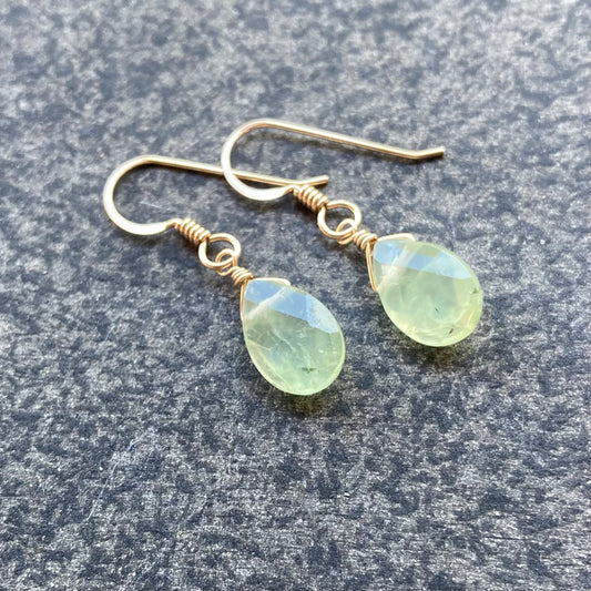 Prehnite & Gold Earrings