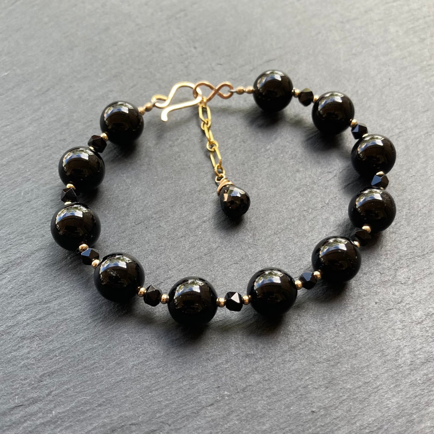 Black Onyx & Gold Bracelet