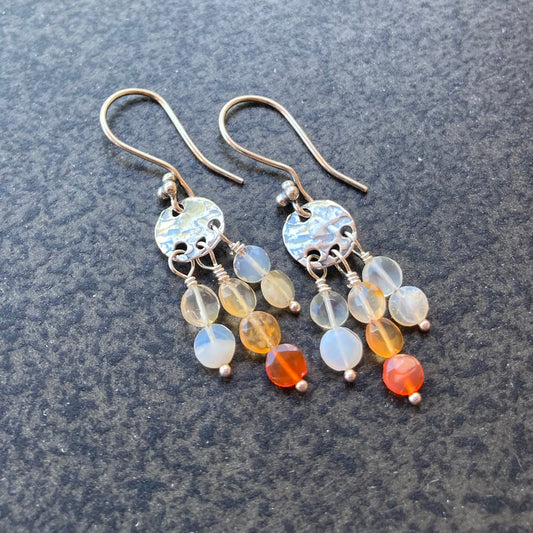 Fire Opal & Sterling Silver Artisan Fringe Earrings