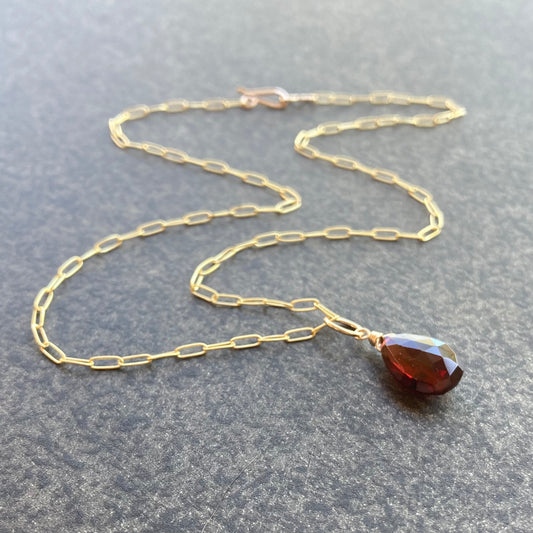 Mozambique Garnet & Gold Pendant Necklace