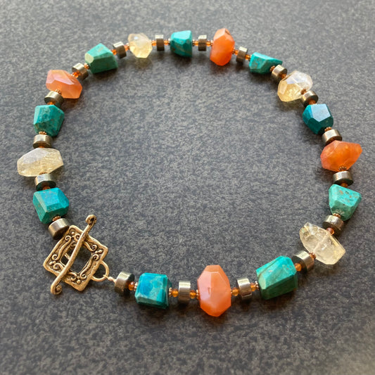 Chrysocolla, Carnelian, Citrine & Pyrite Collar