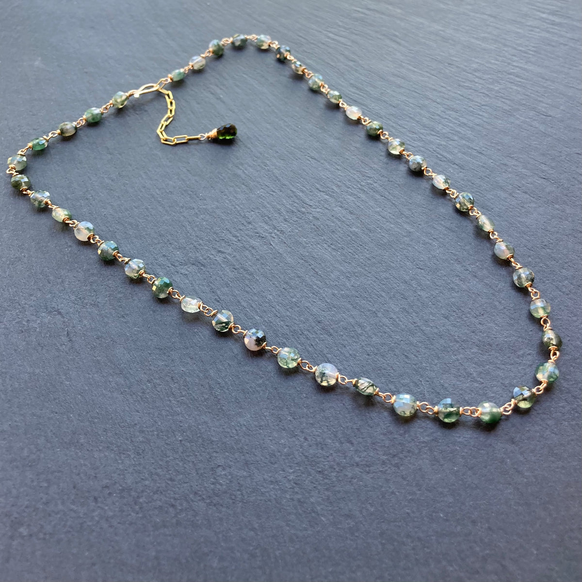 Moss Agate & Gold Necklace