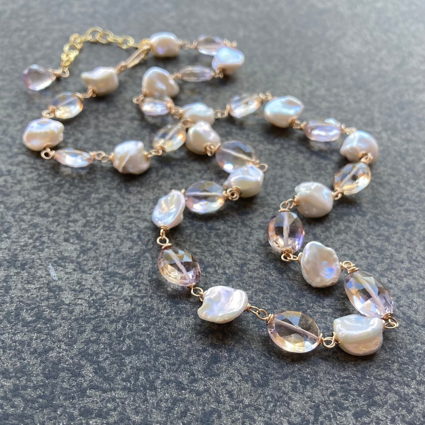 Ametrine, Keshi Pearl & Gold Necklace