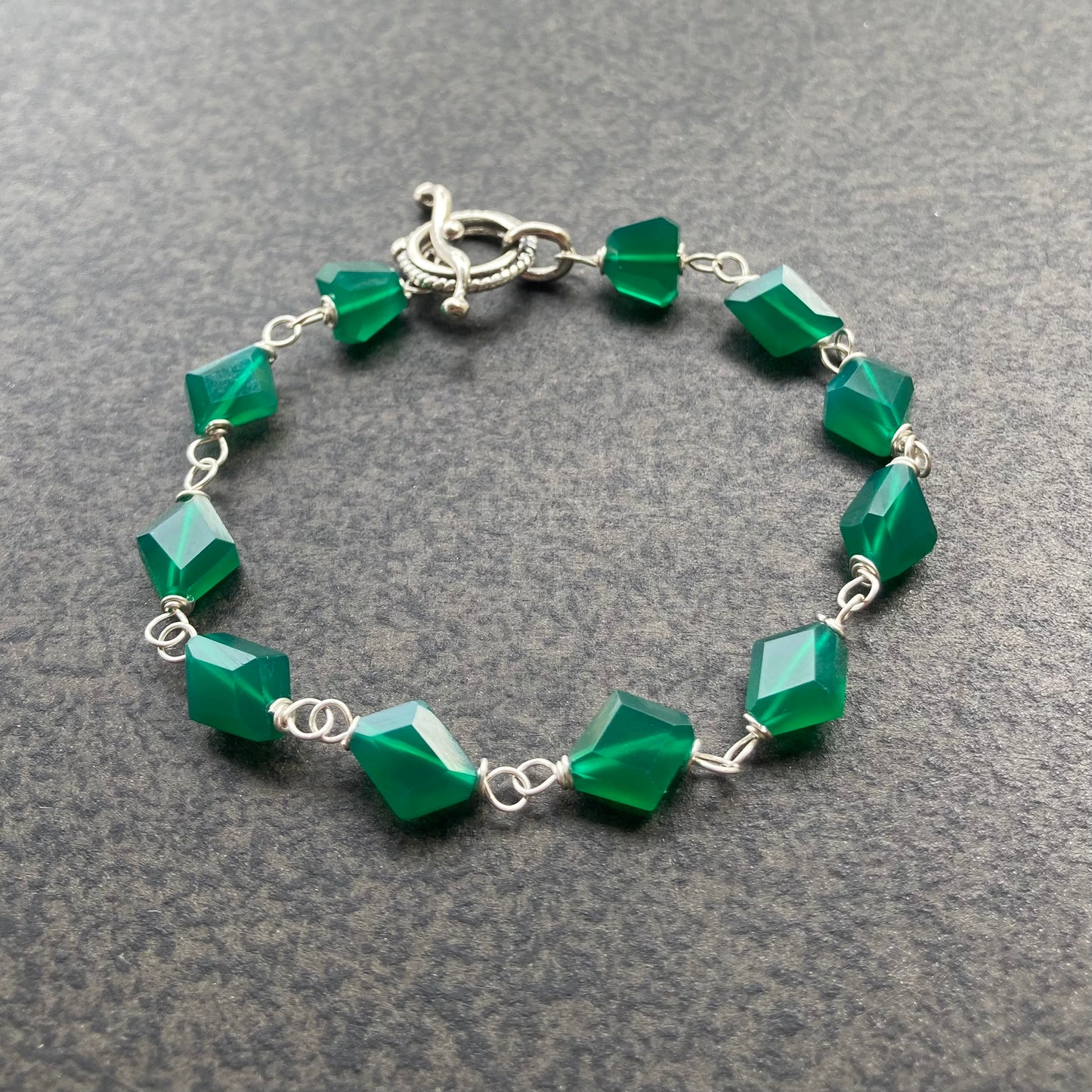 Green Onyx & Sterling Silver Bracelet