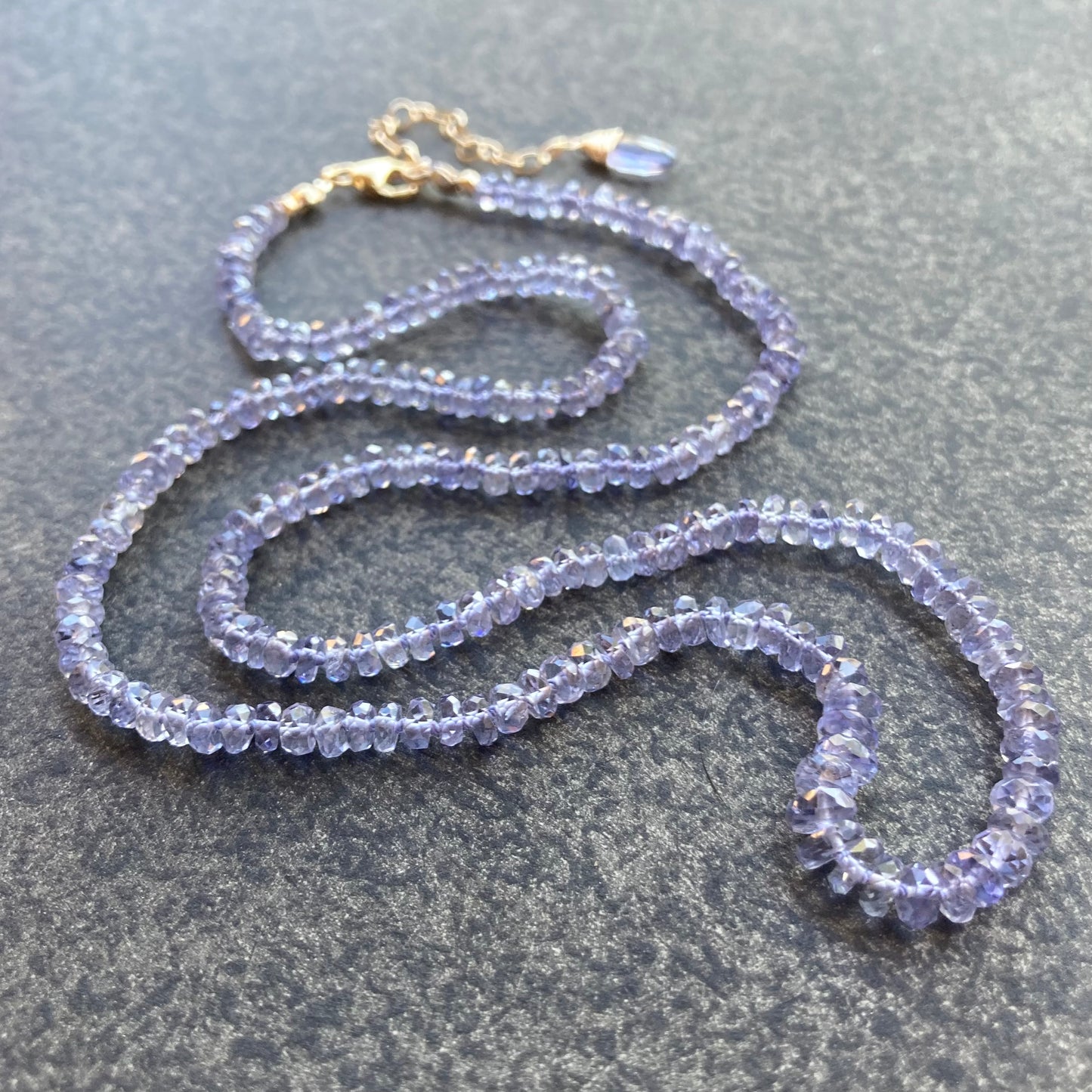 Iolite Hand Knotted Silk Necklace