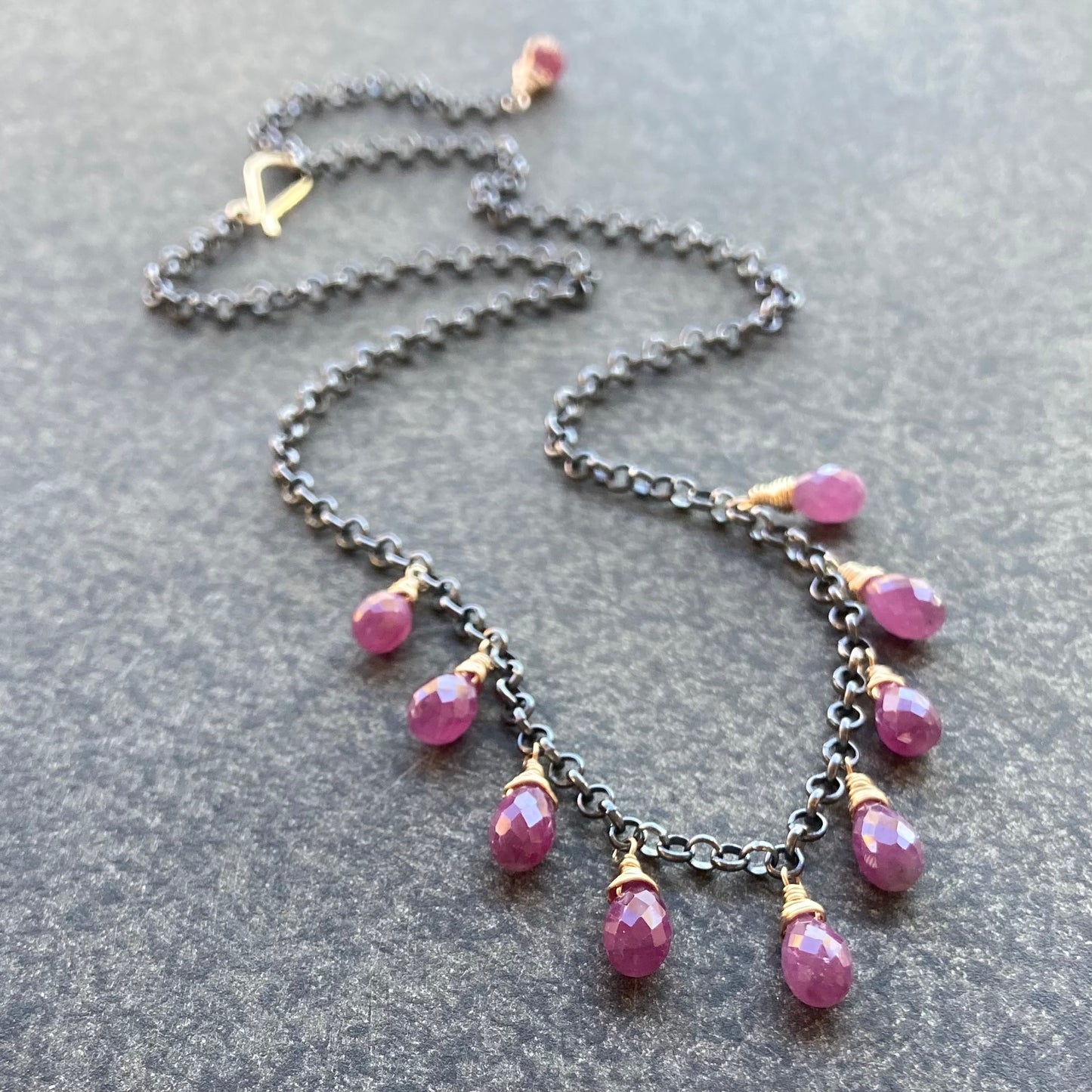 Ruby & Mixed Metal Charm Choker