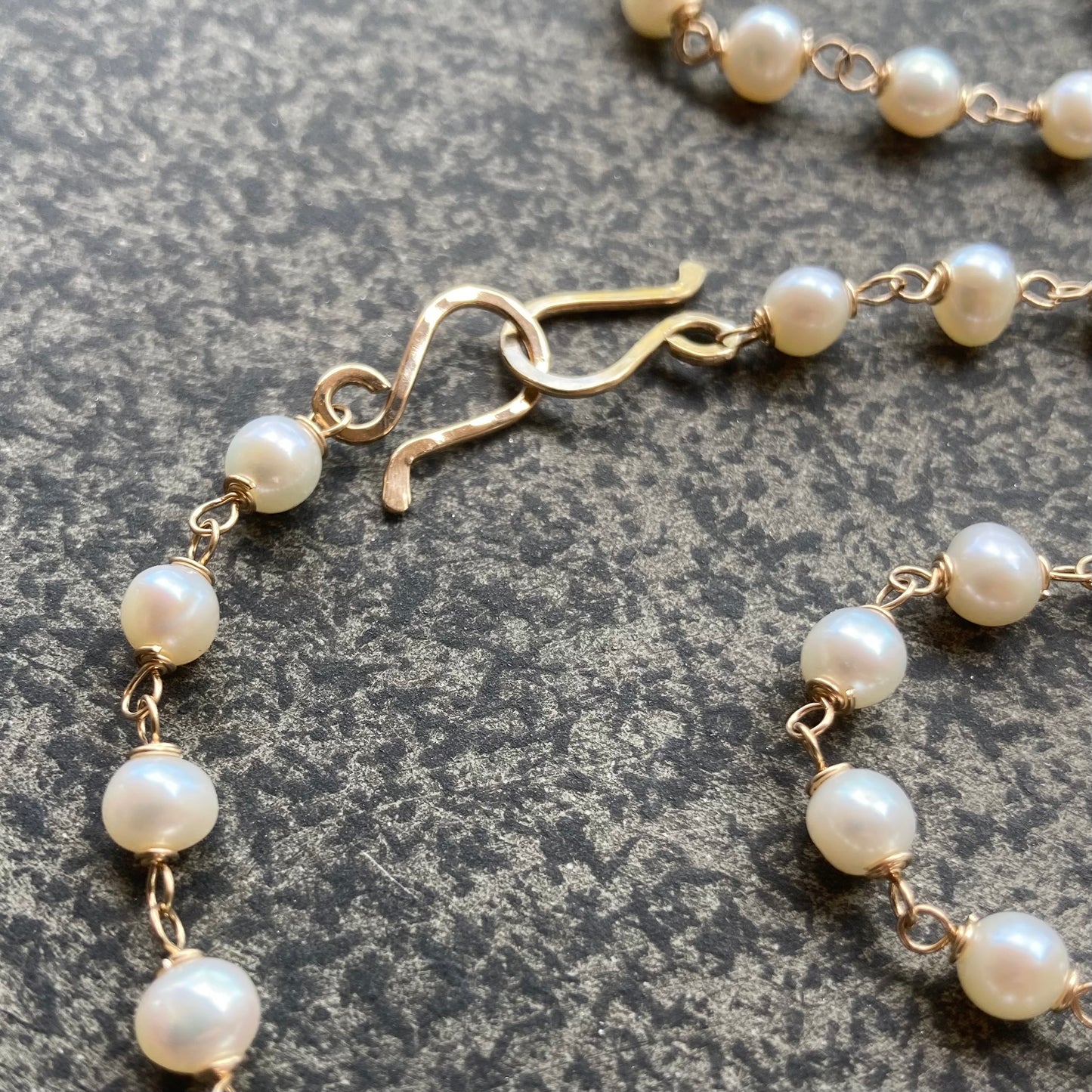 Vintage Freshwater Pearl, Gold & Bronze Skeleton Key Convertible Pendant Necklace