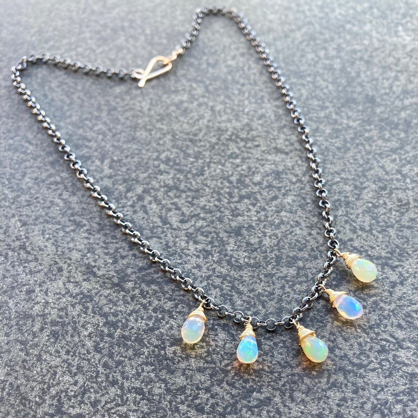 Ethiopian Opal & Mixed Metal Charm Choker