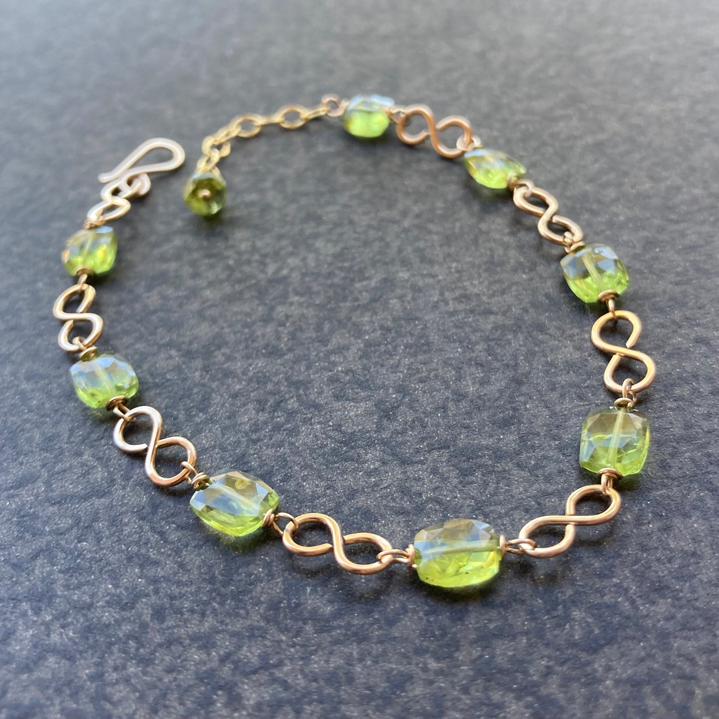 Peridot & Gold Infinity Link Bracelet